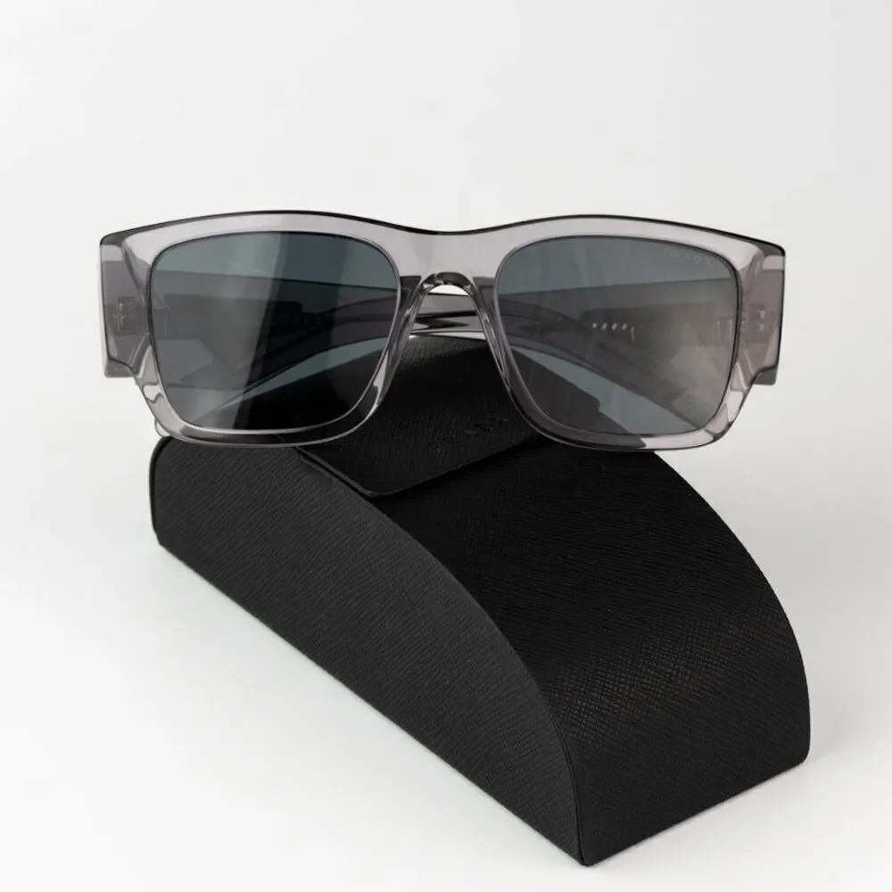 SALE! NEW Prada PR10ZSF 16Z70B Transparent Asphalt Grey Square Unisex Sunglasses